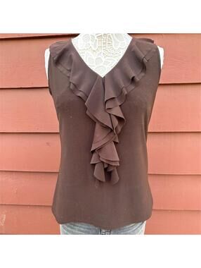 Dressbarn Chocolate Dark Academia Ruffle‎ Blouse